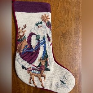 Vintage Christmas Needlepoint Old St. Nick